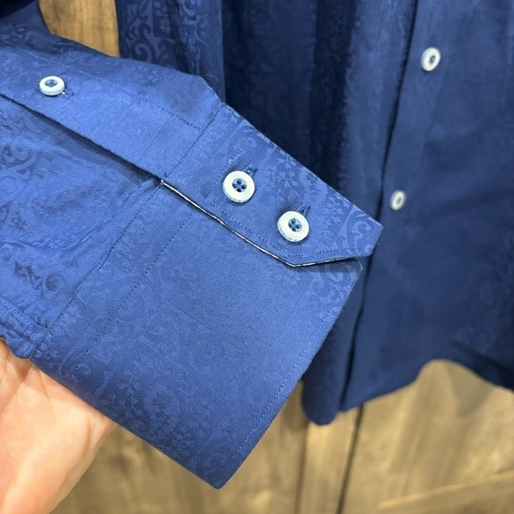 Robert Graham Large Button Up Shirt Blue Printed Cuffs - Picture 9 of 16